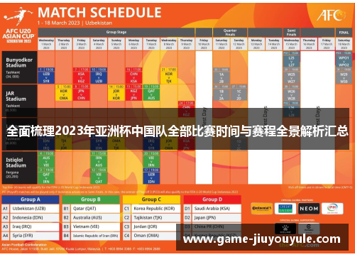 全面梳理2023年亚洲杯中国队全部比赛时间与赛程全景解析汇总